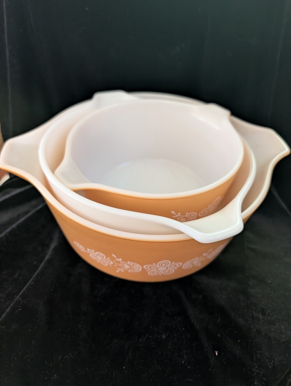 Vintage Orange Floral Casserole Dishes